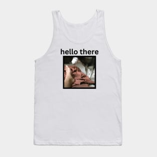 Funny Husky Dog Sniffing Foot Hello There Tank Top